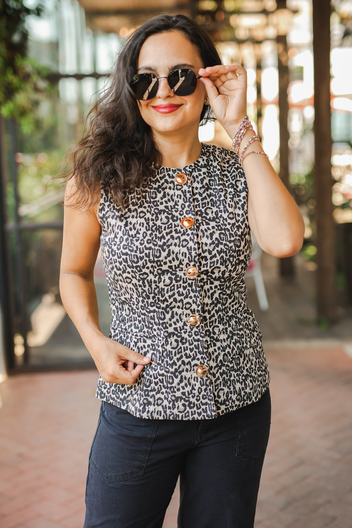 Daydream Button-Front Vest Top – Leopard-Vest-Southern House