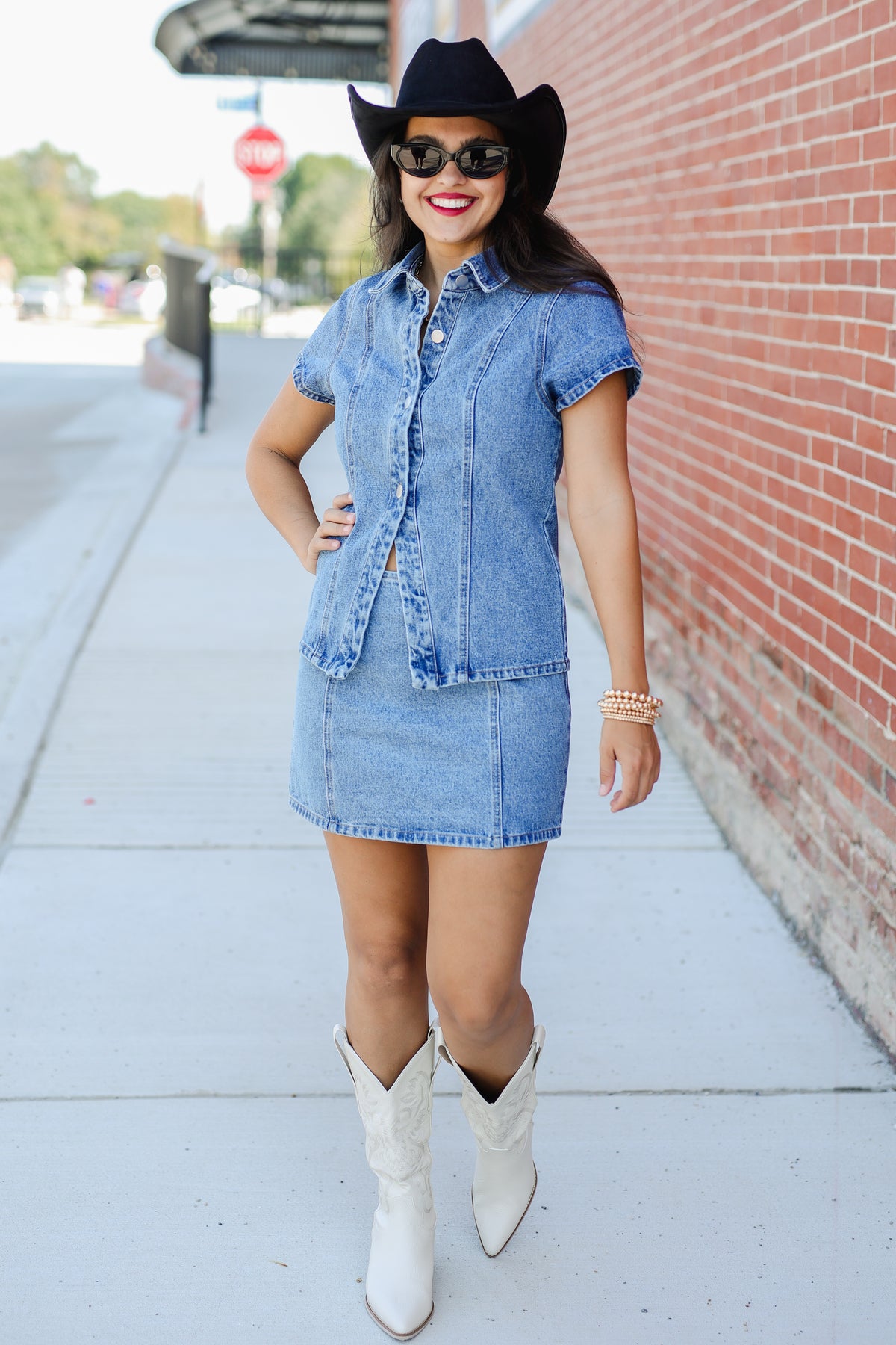 Bluebird Denim Button Down Top