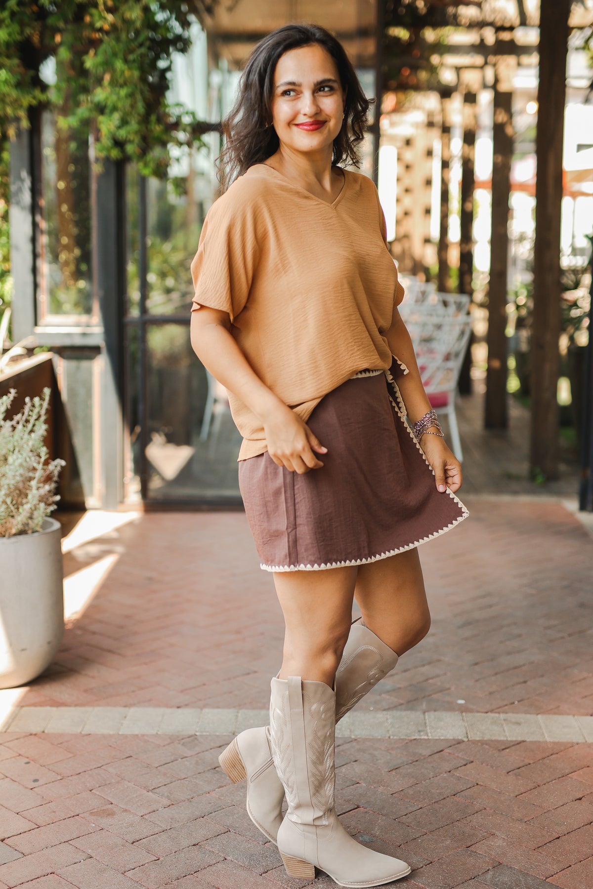 Cafe Meetup Skort - Espresso-Skirts-Southern House