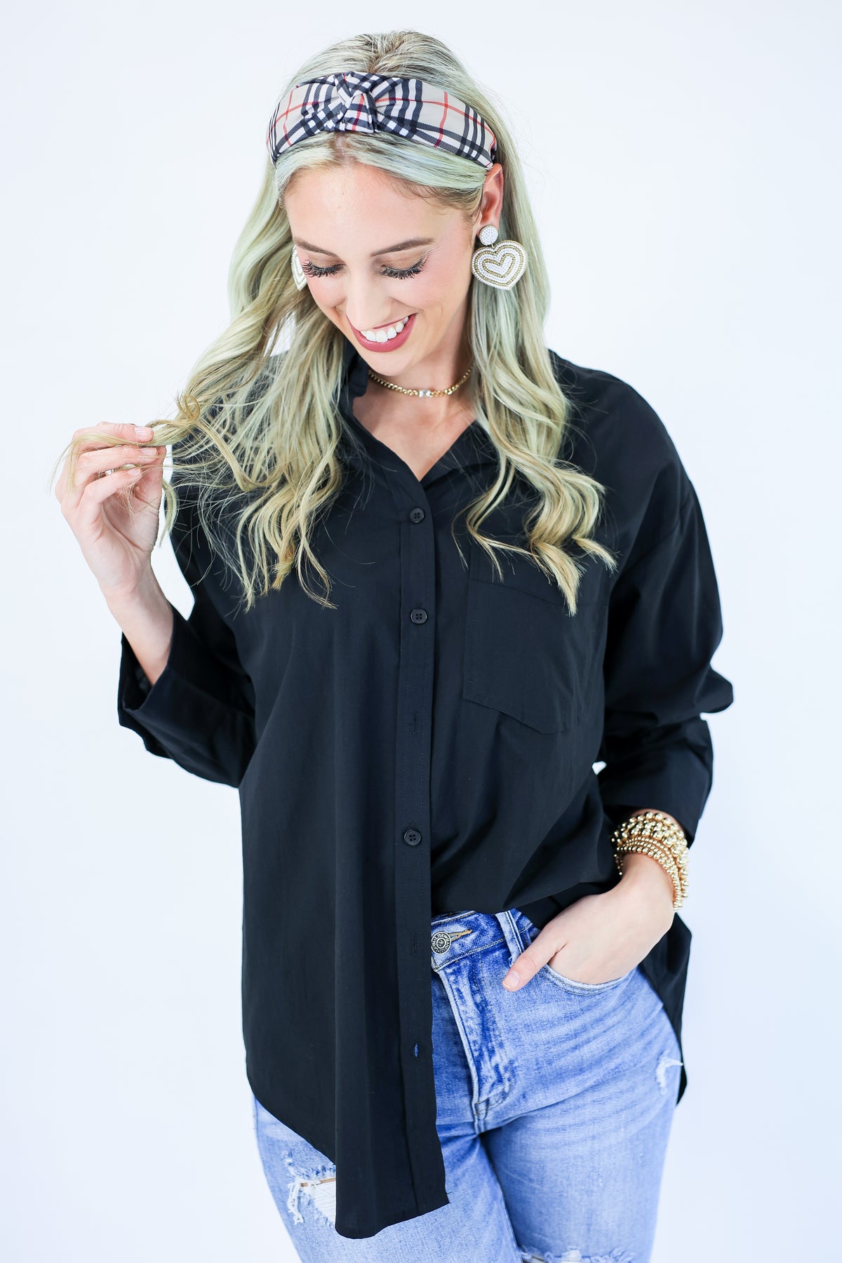 Peaceful Days Button Shirt In Black