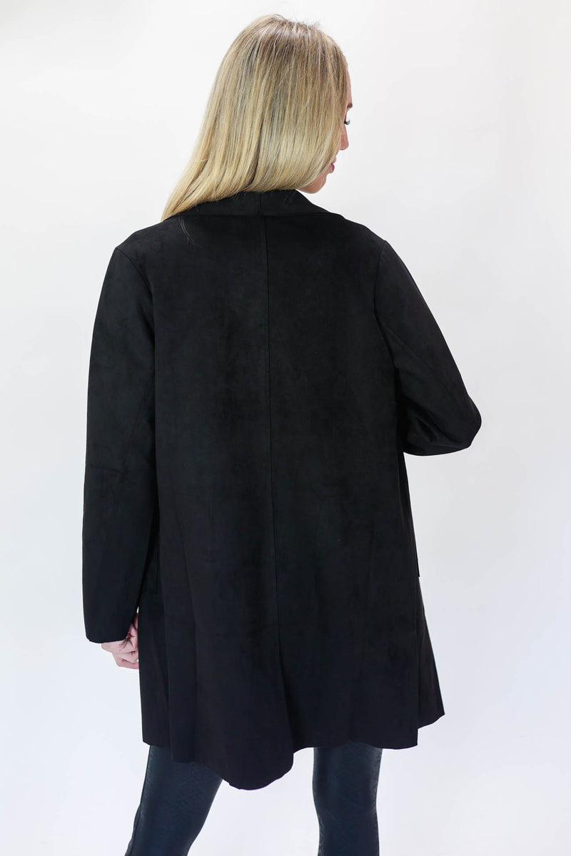 Instant Glam Faux Suede Jacket In Black