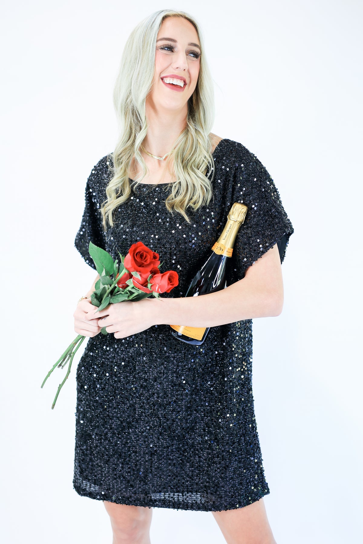 Champagne Requested Sequin Dress In Black