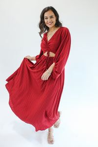 Grand Entrance Maxi Dress In Cranberry