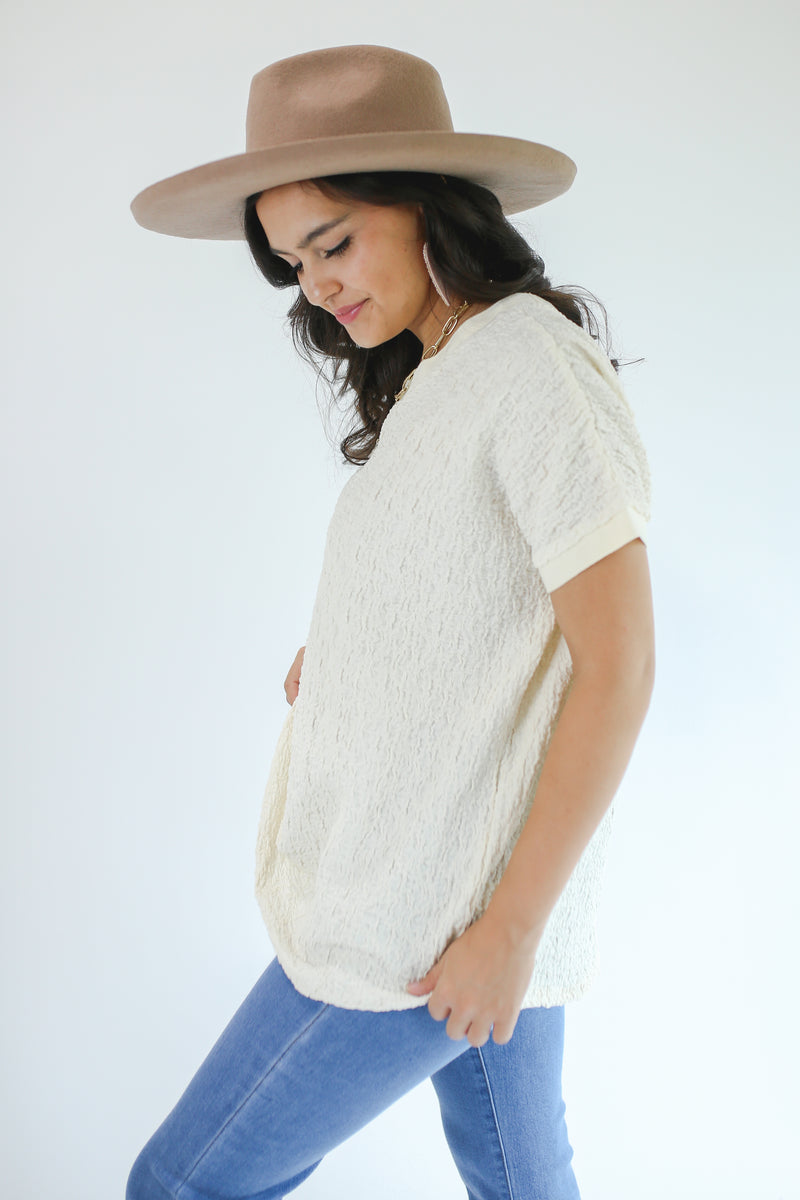 Easy Days Textured Top In Cream